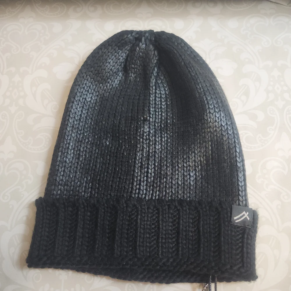 NWT William Rast Black Slouchy Knit Hat/ Beanie - Picture 5 of 9